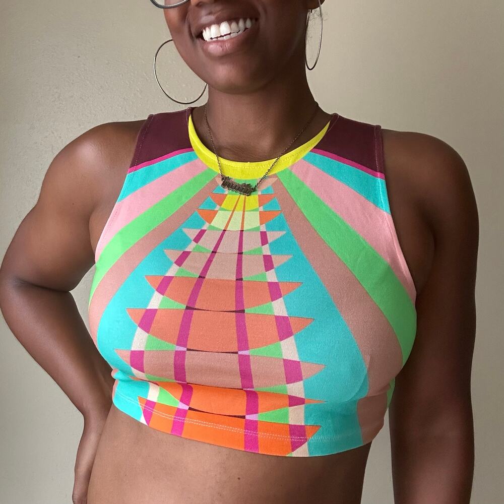 Mara Hoffman Multi Colored Crop Top Size Medium